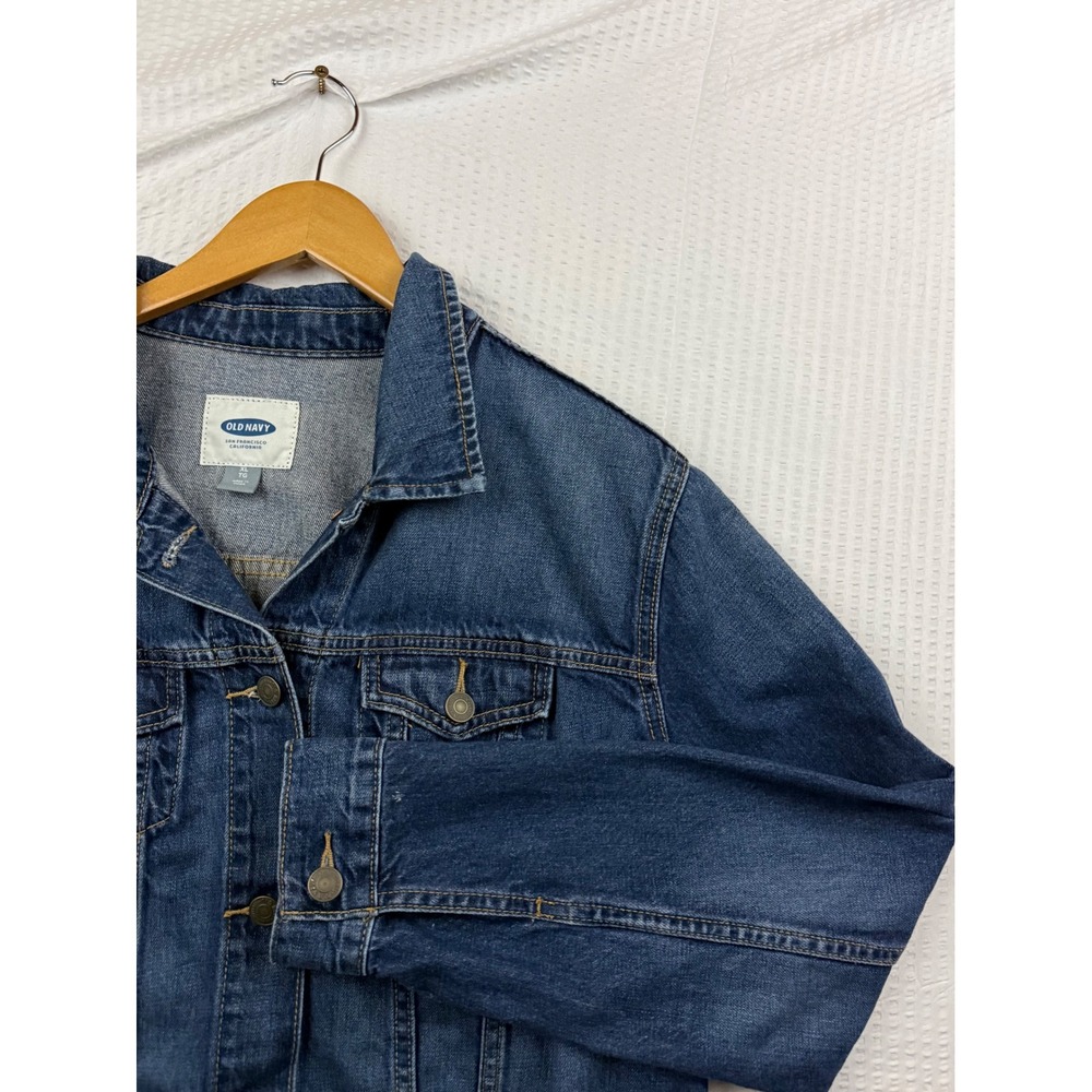 Old Navy Womens XL Blue Denim Trucker Jacket Medium Wash Cotton RN 54023